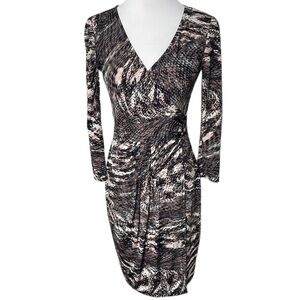 BCBGMAXAZRIA Petite Kimber Faux Wrap Casual Dress in Grey Dusk